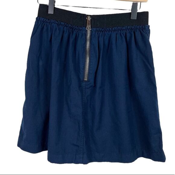 Burberry Brit Wool Twill Elastic Waist Skater Skirt with Exposed Zippers Size 4 - Picture 2 of 7